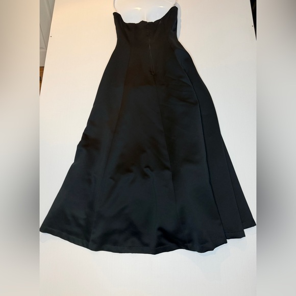 Vintage 1980s Nili Martin Strapless Black Evening Gown w/ Rhinestone Bow Sz 14 - Picture 5 of 11